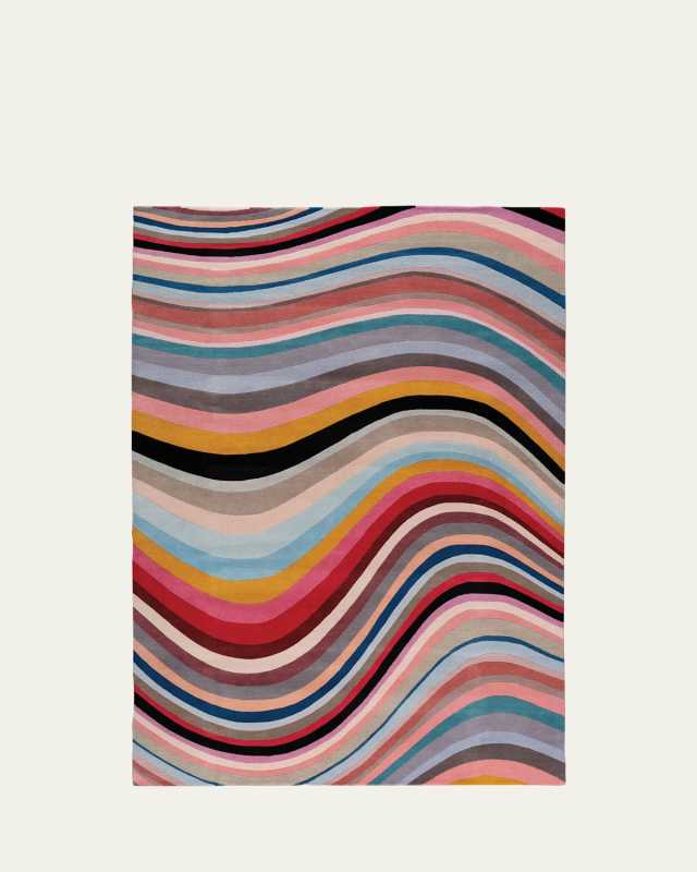Modern Swirl Hand-Knotted Rug, 6' x 9'
